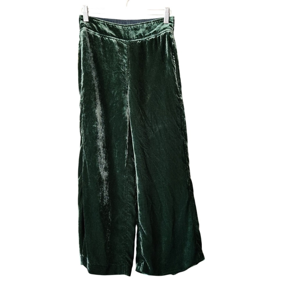 Madewell Huston Velvet Crop‎ Wide Leg Pants XXS Dark Green Pull on